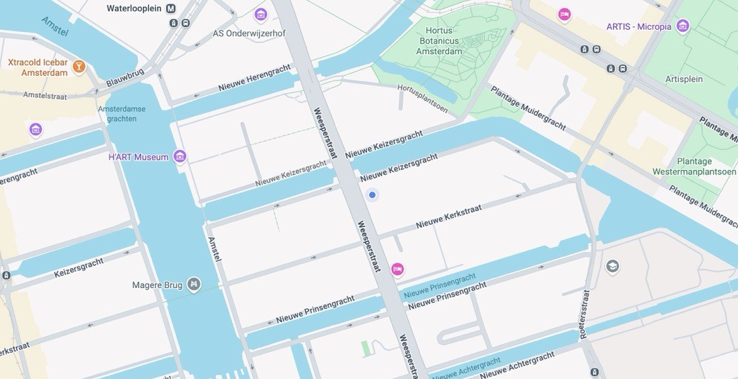 Kaart met de locatie van O-Nexus (Weesperstraat 61, 1018VN Amsterdam)